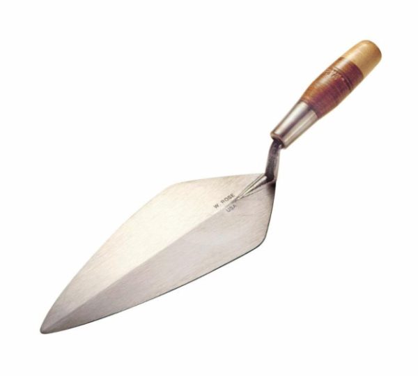 W. Rose 10.5” Narrow London Brick Trowel with Leather Handle RO316-105 10 1/2"