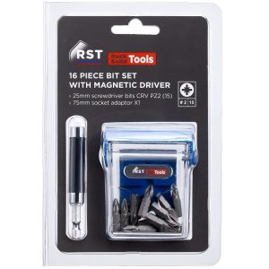 RST 16 Piece PZ2 Bit Set with 75mm Adapter