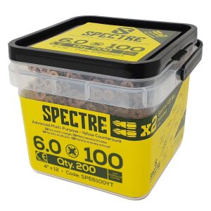 FORSP6100YT Spectre™ PZ Compatible Wood Screw CSK ZYP 6.0 x 100mm Tub 200