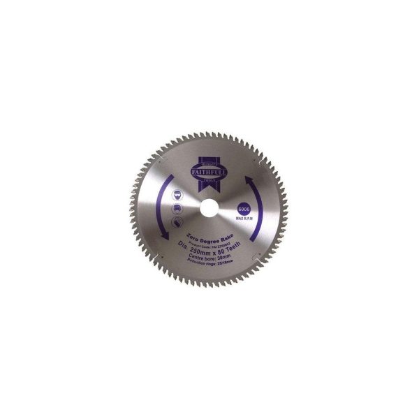 Faithfull Circular Saw Blade 250 x 16/25/30mm x 80T Zero Degree FAIZ25080Z