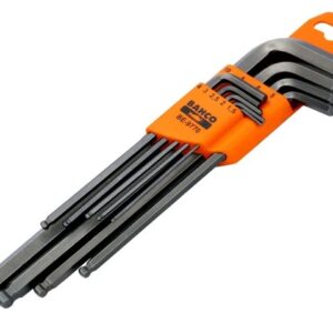 BAHCO Metric Long Ball End Hex L-Key Set, 9 Piece (Allen Key) BAH9770 BE-9770