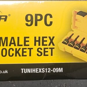 TUNDRA 1/2" Drive Male Hex Set Impact Rated 9 piece Set TUNIHEXS12-09M