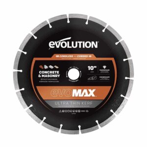 Evolution 10" Blade EVOMAX 260mm Ultra Thin Diamond Disc Cutter Blade, 22.2mm Bore
